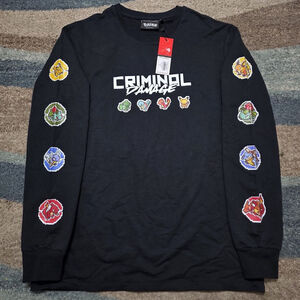 NWT Criminal Damage Pokemon Black Long Sleeve Shirt Men's XS